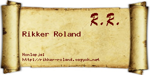 Rikker Roland névjegykártya